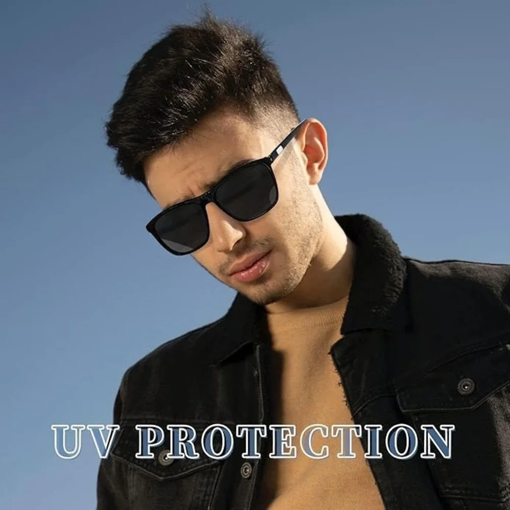 Mens Black Frame Sunglasses Fashion Eyewear UV Polarized Protect Outdoor Driving